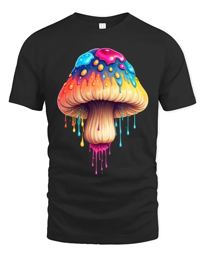 Neon Train Drip Art Psychedelic Vaporwave T-Shirt - black t-shirt on white background