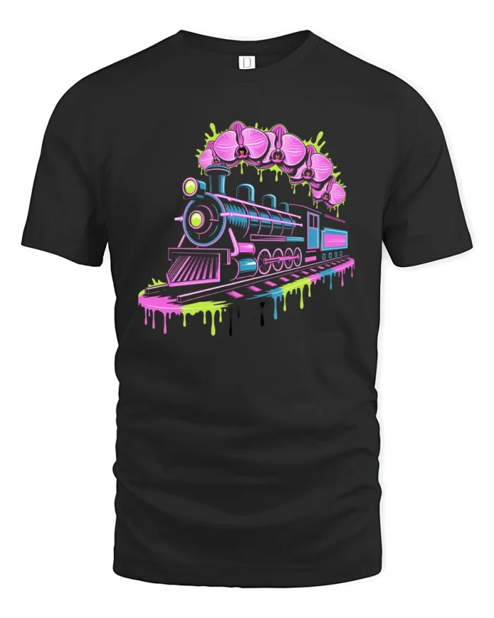 Neon Jellyfish Glow Ocean Art Psychedelic T-Shirt - black t-shirt on white background
