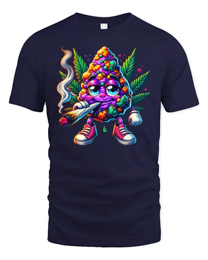 Chill Vibe Cartoon Character Cool Street Style Tee - navy t-shirt on white background