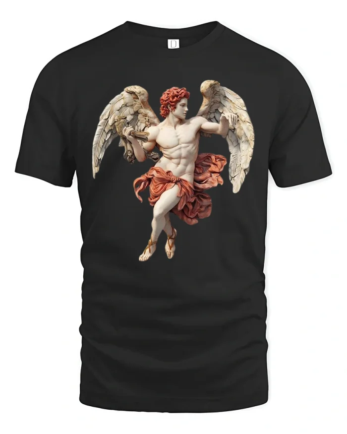 Renaissance Angel Tee Classic Art Aesthetic Shirt - black t-shirt on white background