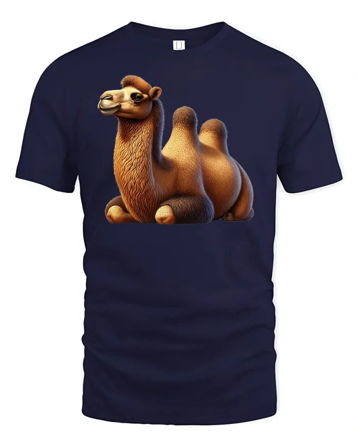 Funny Camel Tee Chill Desert Vibes Animal Shirt - navy t-shirt on white background