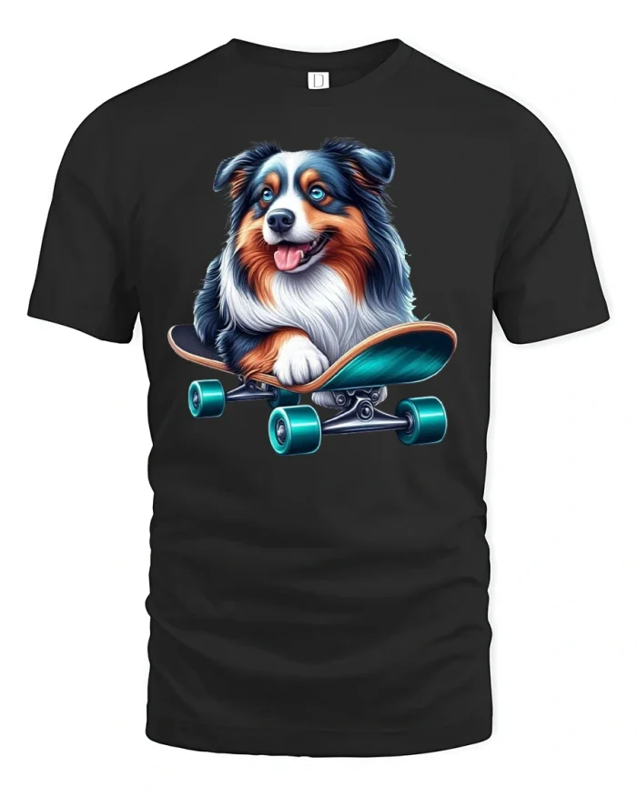 Cool Skateboarding Dog Graphic T-Shirt Funny Style - black t-shirt on white background