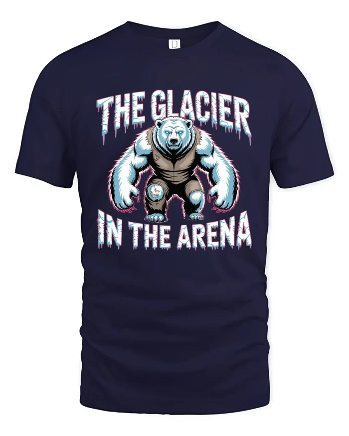 The Glacier In The Arena Ice Bear Warrior Graphic T Shirt - navy t-shirt on white background