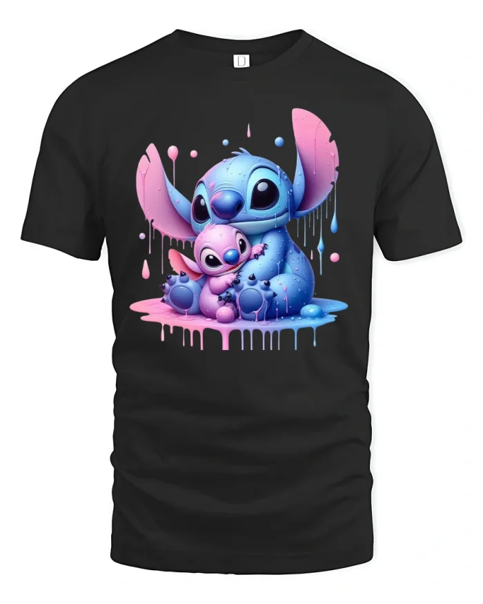 Cute Drip Style Alien Hug Tee for Kids and Adults - black t-shirt on white background