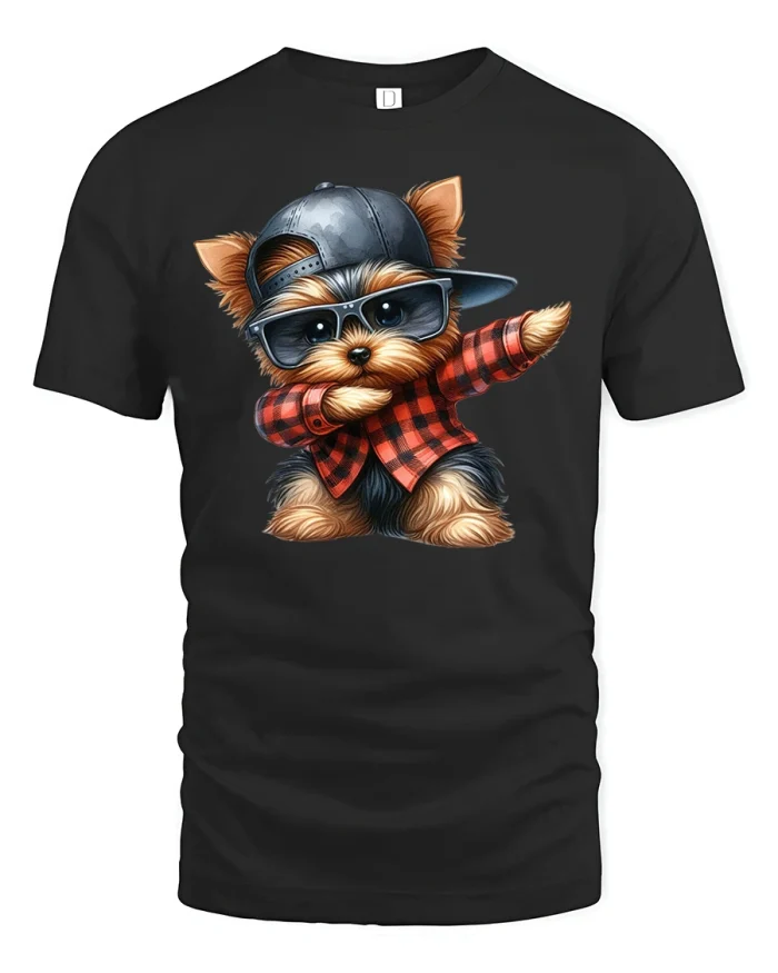 Cool Dabbing Dog Graphic T Shirt With Funny Street Style Art - black t-shirt on white background