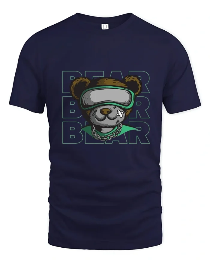 Bear Bear Bear Futuristic Street Style Graphic T Shirt Art - navy t-shirt on white background