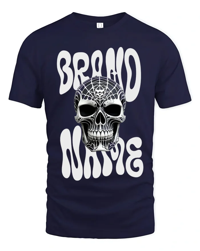 Broho Ohio Skull Street Attitude Bold Graphic Tee Shirt - navy t-shirt on white background