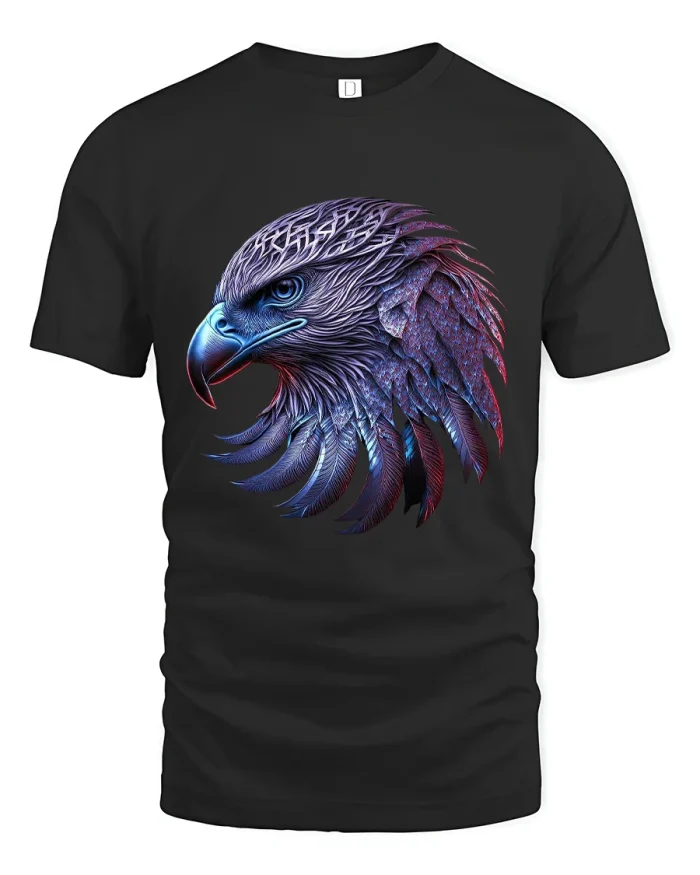 Majestic Eagle Head Tee Fierce Bird Art Graphic T Shirt - black t-shirt on white background