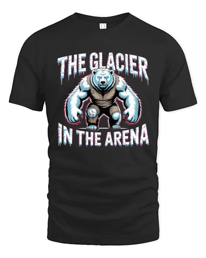 The Glacier In The Arena Tee Fierce Polar Bear Graphic T Shirt - black t-shirt on white background