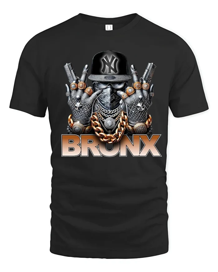 Bronx Street King Skull Tee Urban Power Graphic T Shirt - black t-shirt on white background