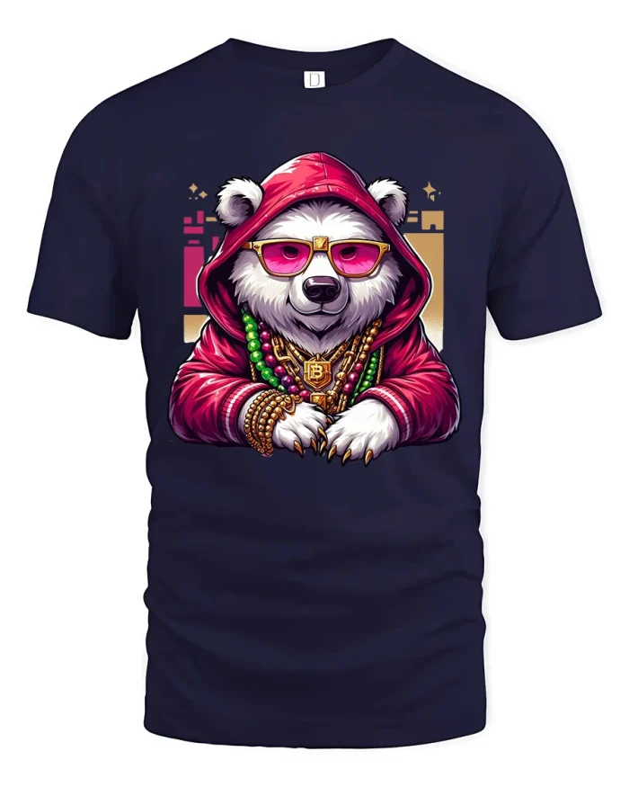 Street King Panda Drip Tee Urban Hip Hop Graphic Tshirt - navy t-shirt on white background
