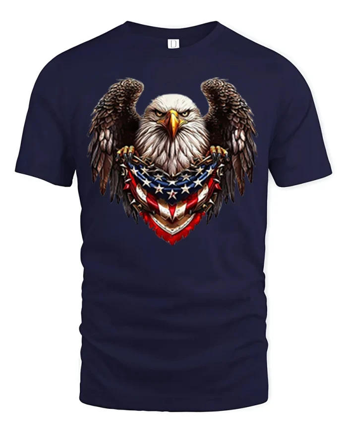 American Eagle Shield Tshirt Patriotic Power Art Design - navy t-shirt on white background