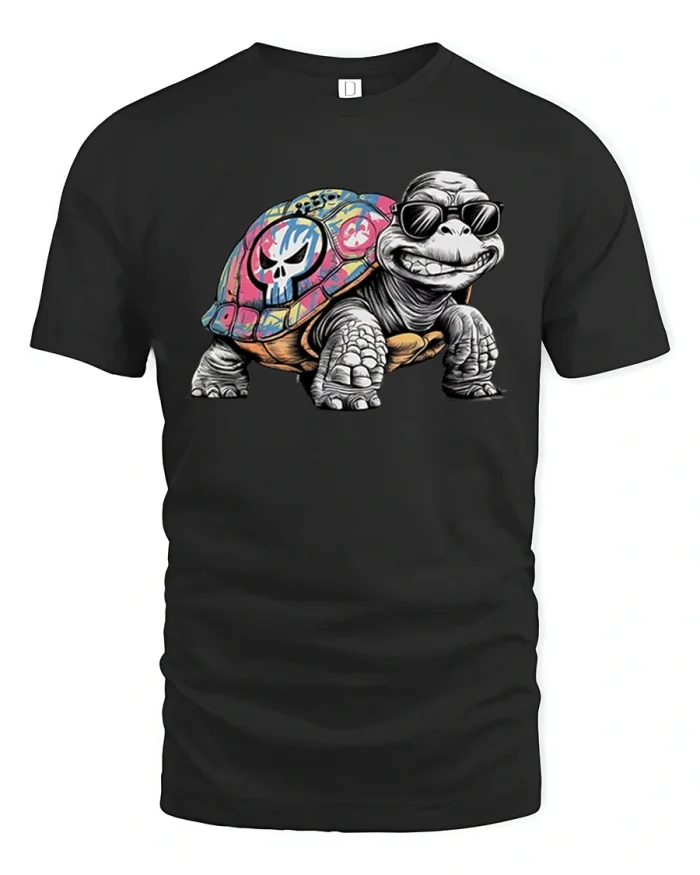 Cool Turtle With Sunglasses Graffiti Art T Shirt - black t-shirt on white background