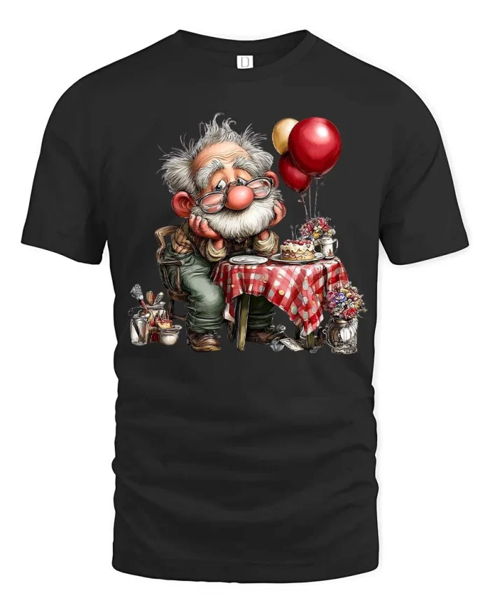 Lonely Grandpa Birthday Party Funny Graphic T Shirt - black t-shirt on white background