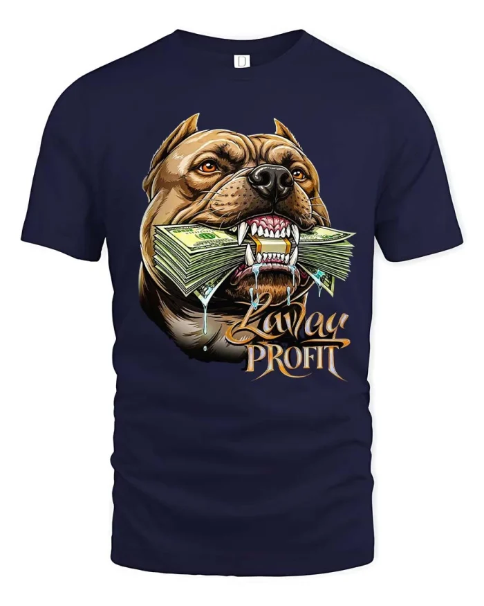 Savage Profit Pitbull Graphic T Shirt - navy t-shirt on white background