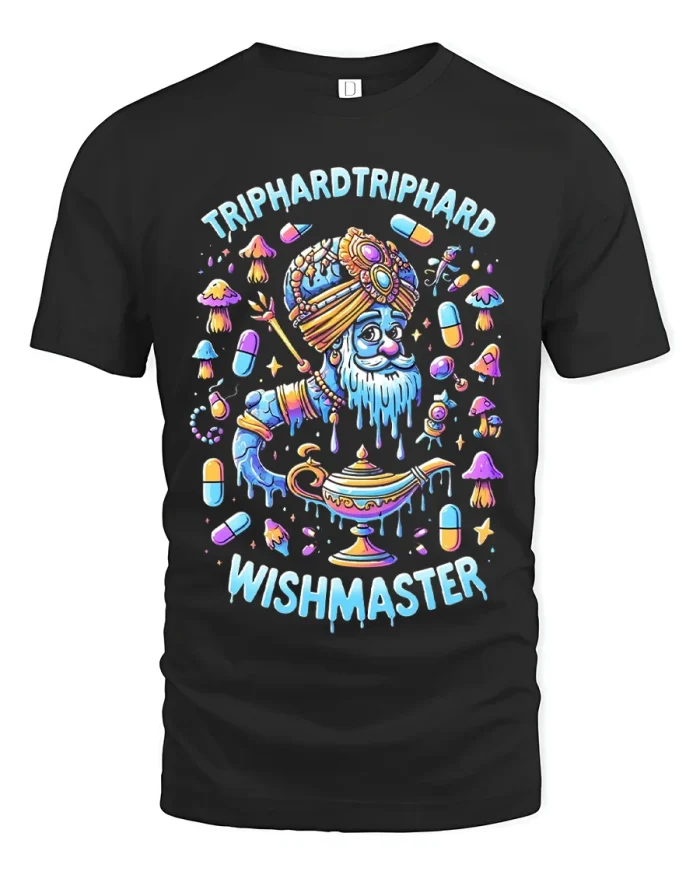 Trip Hard Trip Hard Wishmaster Psychedelic Genie T Shirt - black t-shirt on white background