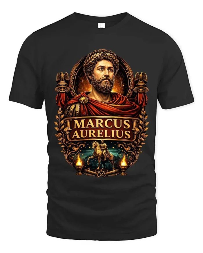 Marcus Aurelius Tshirt Stoic Philosopher Roman Emperor Tee - black t-shirt on white background