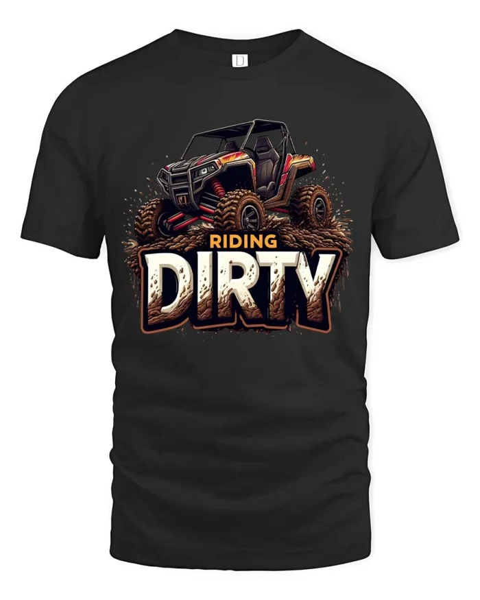 Riding Dirty Off Road ATV Graphic T Shirt Mud Life Adventure Tee - black t-shirt on white background
