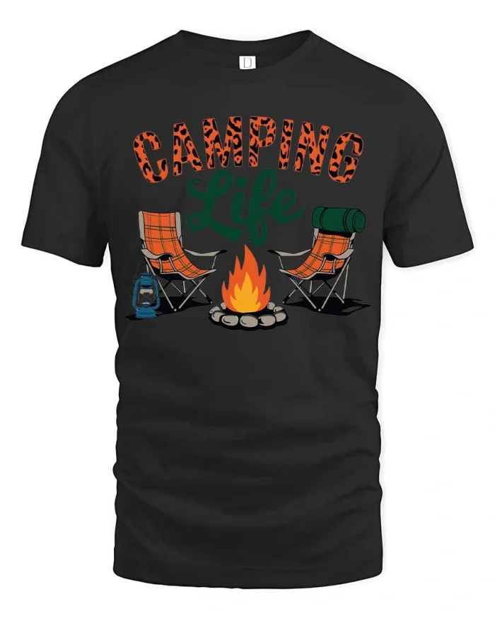 Camping Life Campfire Chairs Funny Outdoor Adventure T Shirt - black t-shirt on white background