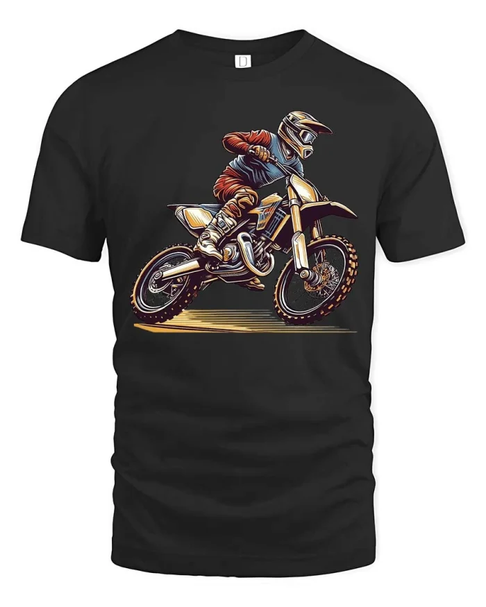 Dirt Bike Rider Action Graphic T Shirt Bold Street Style - black t-shirt on white background