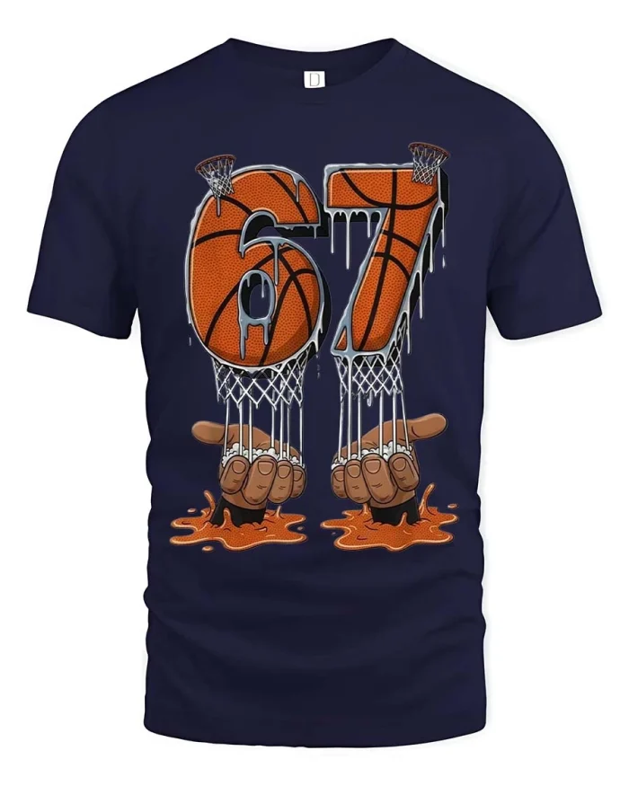 67 Basketball T Shirt Street Style Hoops Graphic Design - navy t-shirt on white background