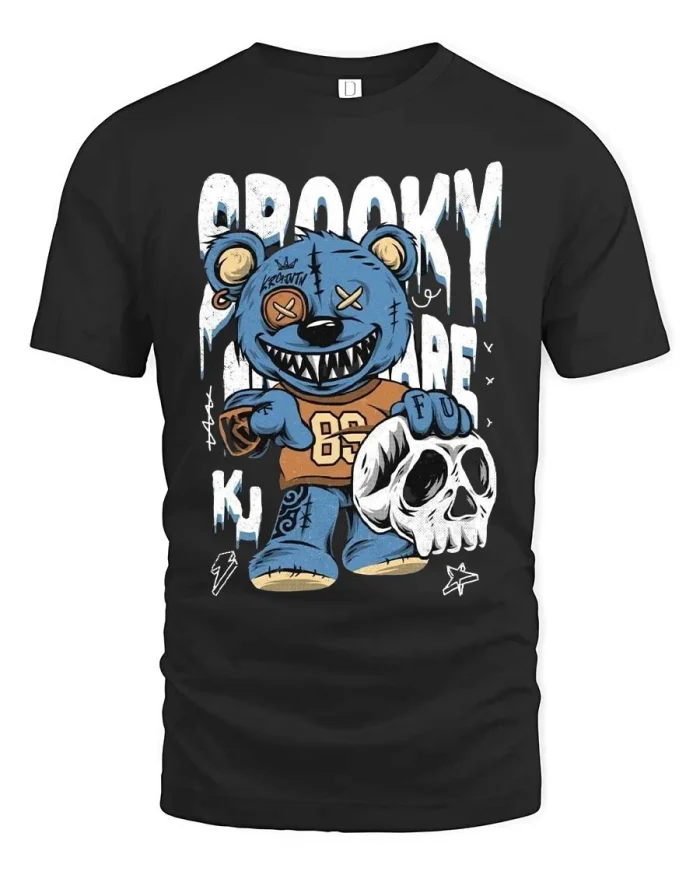 Spooky Bear Graphic Tee Creepy Cute Horror Cartoon Tshirt - black t-shirt on white background