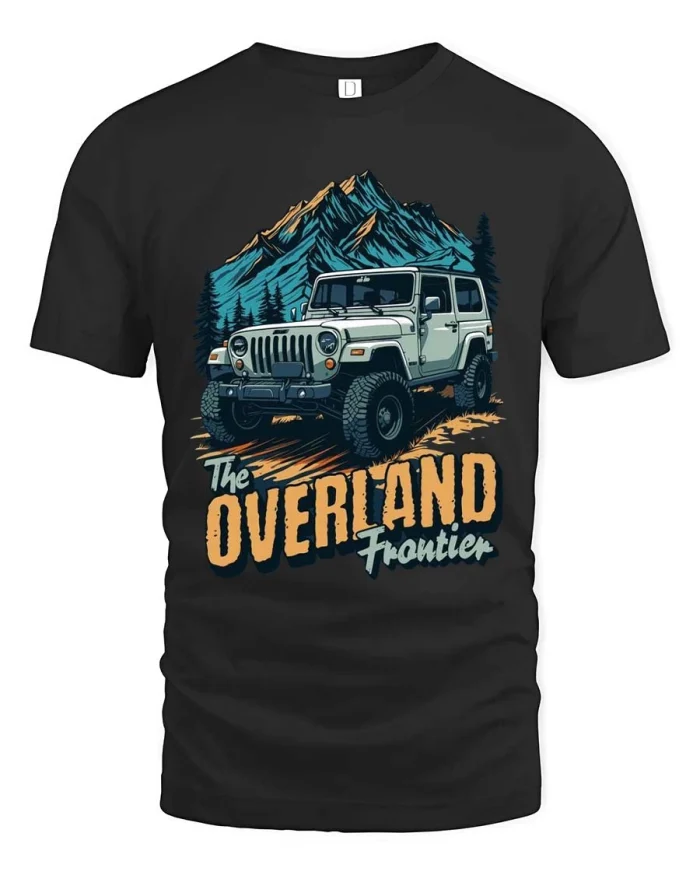 Overland Adventure Off Road Vehicle Graphic Tee Outdoor Tshirt - black t-shirt on white background