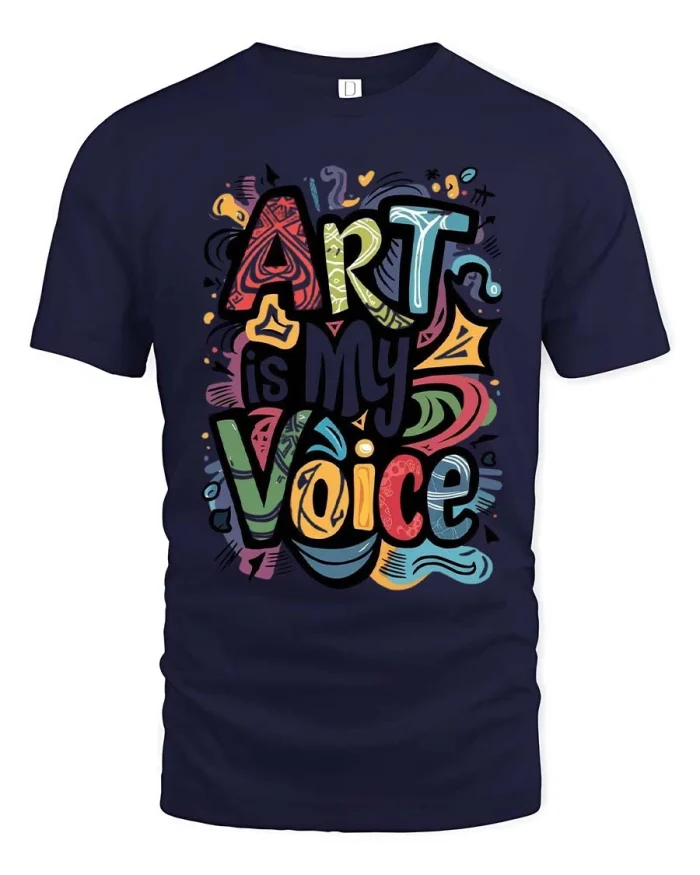 Art Is My Voice Creative Expression Graphic Tshirt Style - navy t-shirt on white background