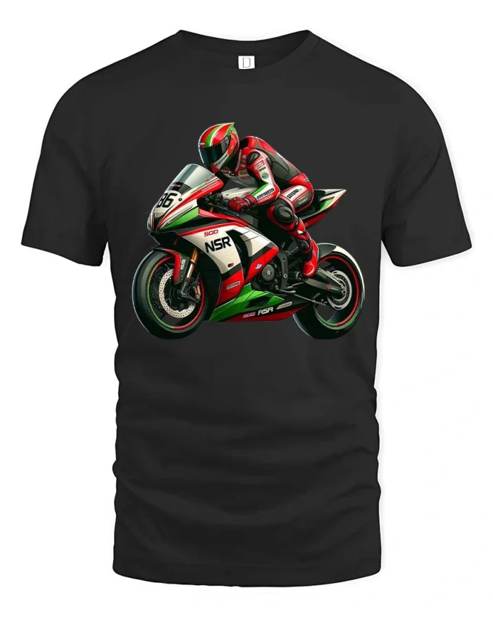 Sport Motorcycle Racing Speed Rider Graphic Tee - black t-shirt on white background