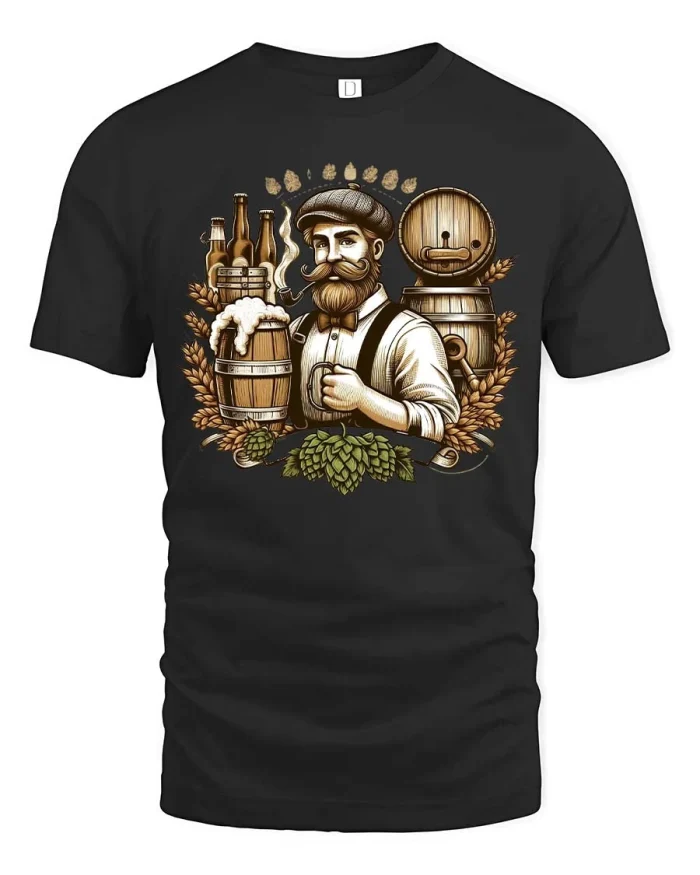 Vintage Brewer Craft Beer Hops Classic Style tshirt - black t-shirt on white background