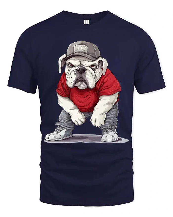 Cool Bulldog Street Style Graphic Tshirt Urban Attitude - navy t-shirt on white background