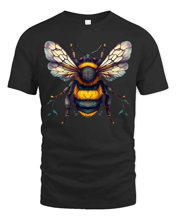 Artistic Bumble Bee Graphic T Shirt Nature Inspired Design - black t-shirt on white background