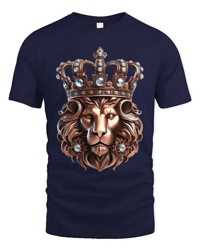 Royal Lion Crown Graphic T Shirt Luxury King Symbol Style - navy t-shirt on white background