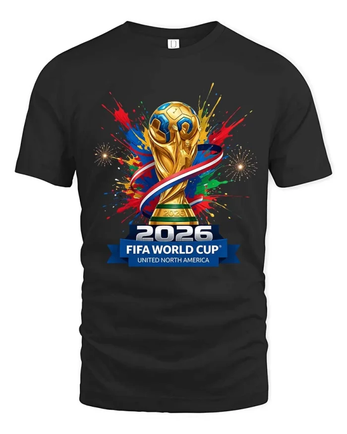 2026 Soccer Championship Trophy Graphic T Shirt Fan Pride - black t-shirt on white background